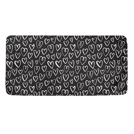 Cute Black And White Heart Pattern Print Towel