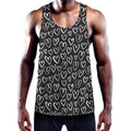 Cute Black And White Heart Pattern Print Men's Workout Tank Top
