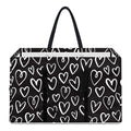 Cute Black And White Heart Pattern Print Utility Tote Bag
