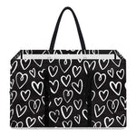Cute Black And White Heart Pattern Print Utility Tote Bag