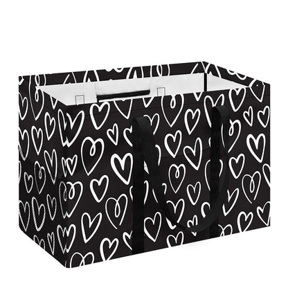 Cute Black And White Heart Pattern Print Utility Tote Bag