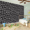 Cute Black And White Heart Pattern Print Wall Sticker