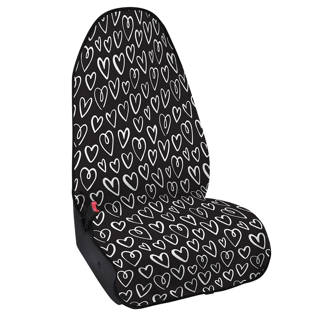 Cute Black And White Heart Pattern Print Waterproof Car Seat Cover