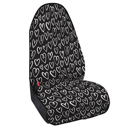 Cute Black And White Heart Pattern Print Waterproof Car Seat Cover