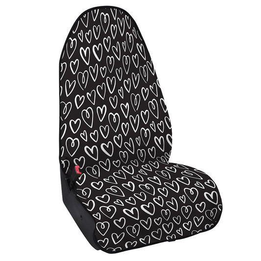 Cute Black And White Heart Pattern Print Waterproof Car Seat Cover