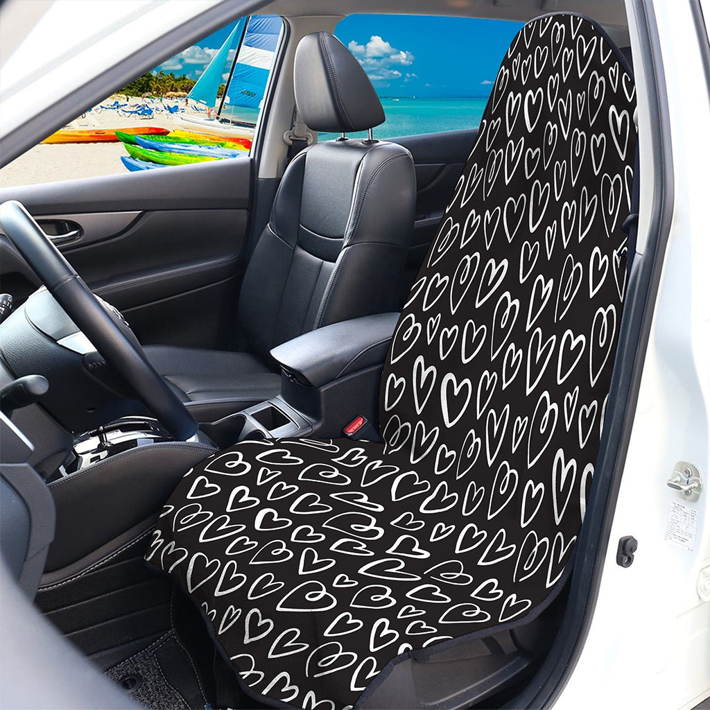 Cute Black And White Heart Pattern Print Waterproof Car Seat Cover