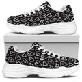 Cute Black And White Heart Pattern Print White Chunky Shoes