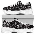 Cute Black And White Heart Pattern Print White Chunky Shoes