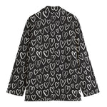 Cute Black And White Heart Pattern Print Women's Cotton Blazer
