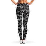 Cute Black And White Heart Pattern Print Women's Leggings