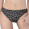 Cute Black And White Heart Pattern Print Women's Thong