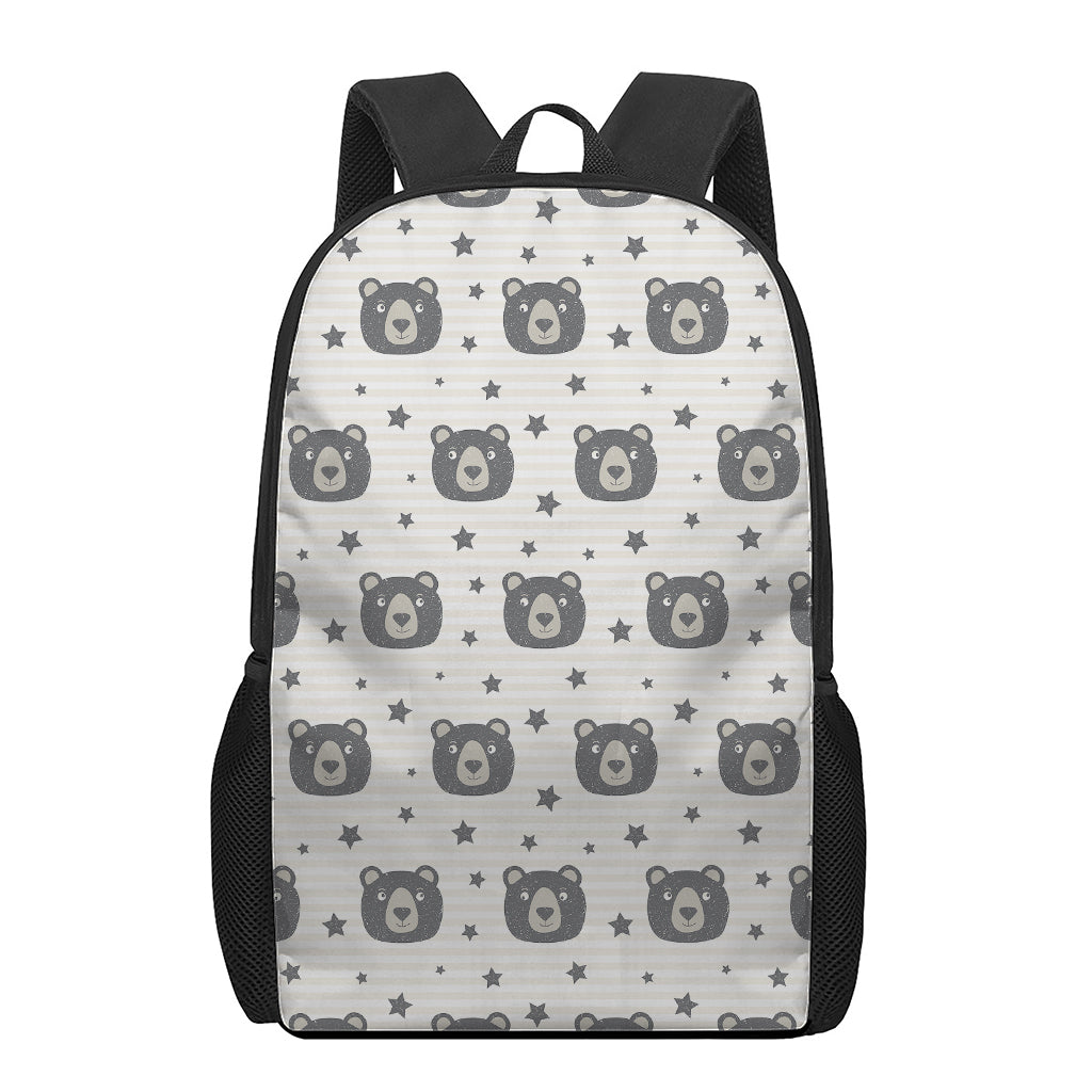 Cute Black Bear Pattern Print 17 Inch Backpack