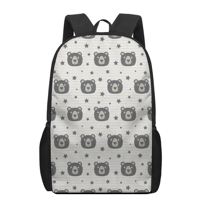 Cute Black Bear Pattern Print 17 Inch Backpack