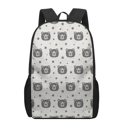 Cute Black Bear Pattern Print 17 Inch Backpack