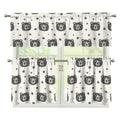 Cute Black Bear Pattern Print 3 Piece Kitchen Curtains
