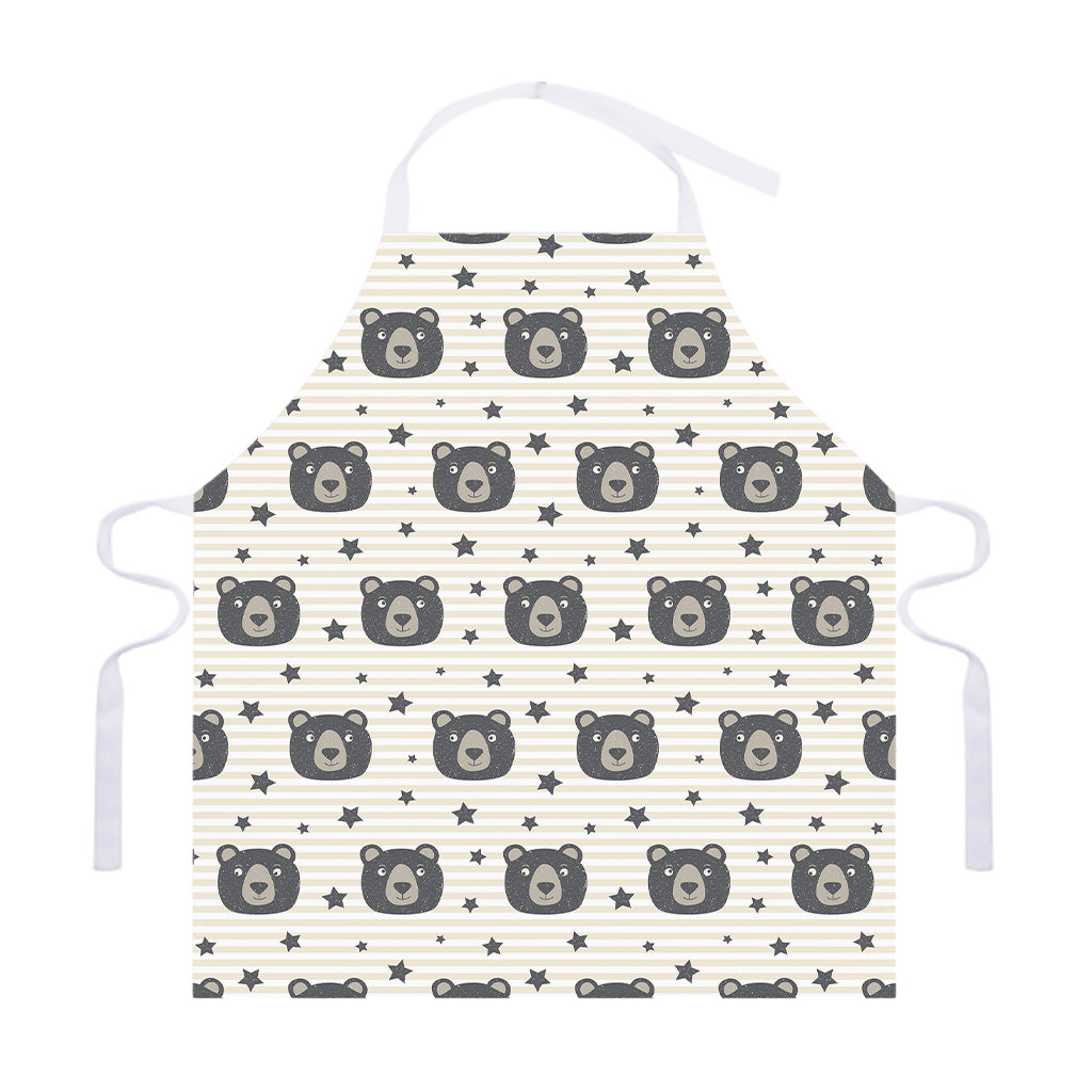 Cute Black Bear Pattern Print Adjustable Apron