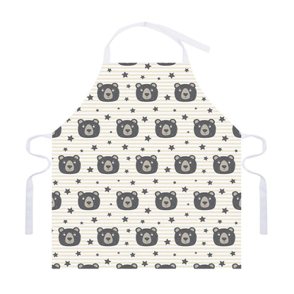 Cute Black Bear Pattern Print Adjustable Apron