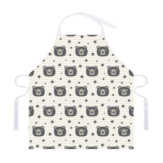 Cute Black Bear Pattern Print Adjustable Apron