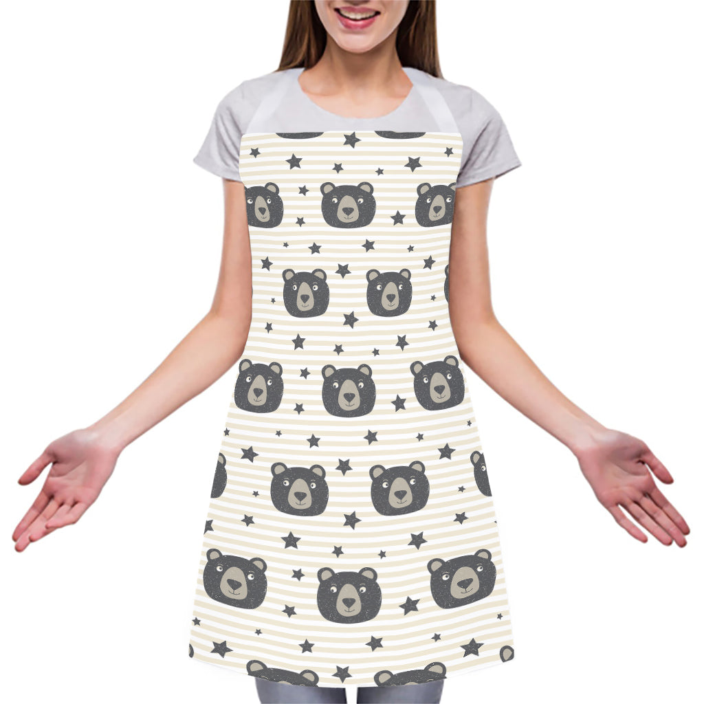 Cute Black Bear Pattern Print Adjustable Apron