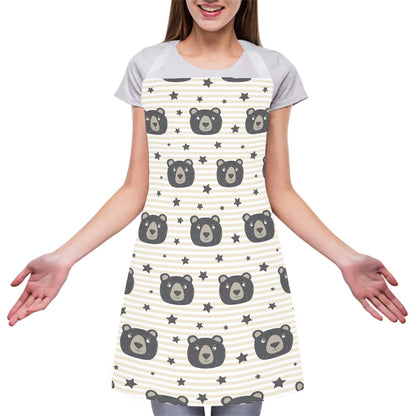 Cute Black Bear Pattern Print Adjustable Apron