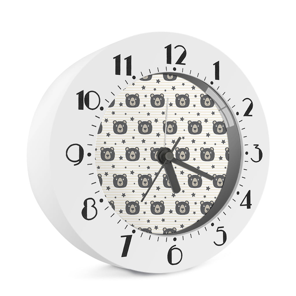 Cute Black Bear Pattern Print Alarm Clock
