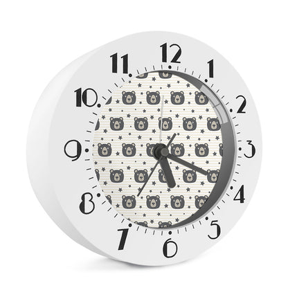 Cute Black Bear Pattern Print Alarm Clock
