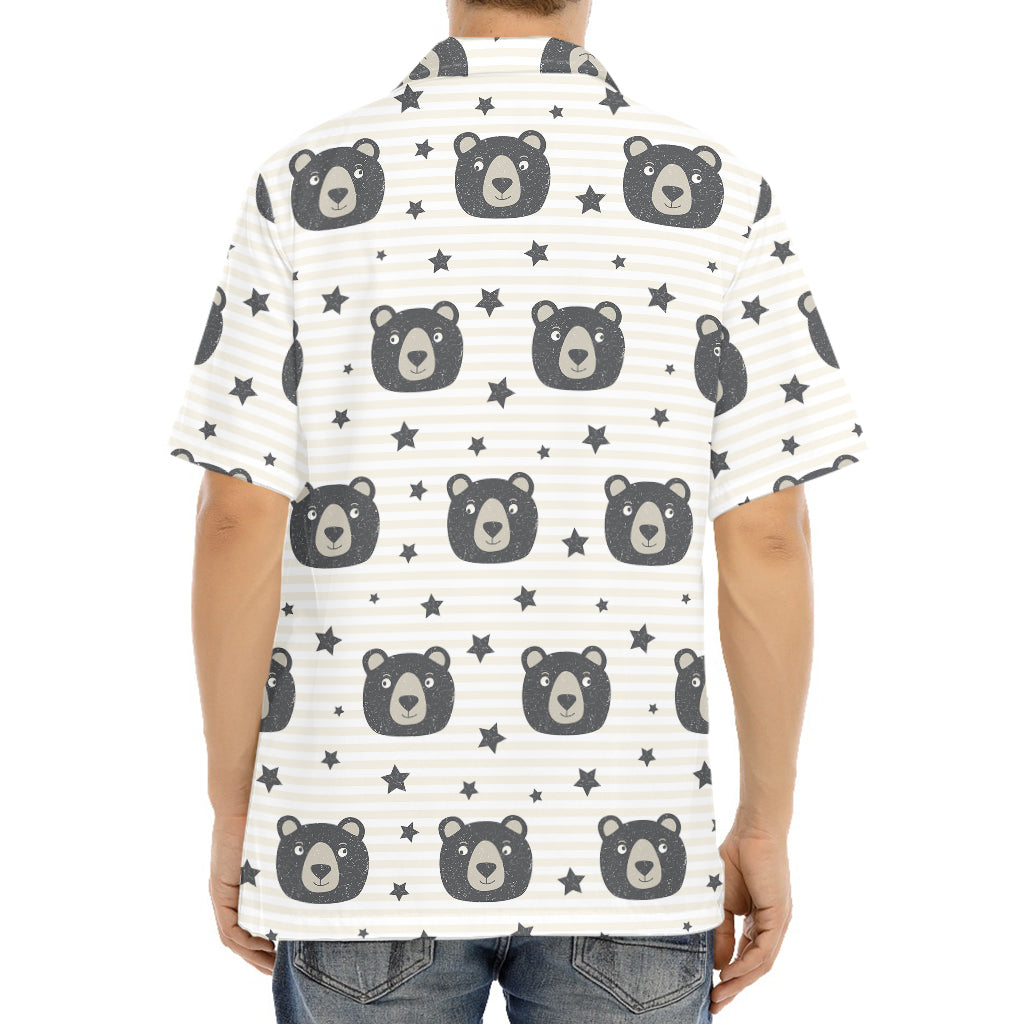 Cute Black Bear Pattern Print Aloha Shirt