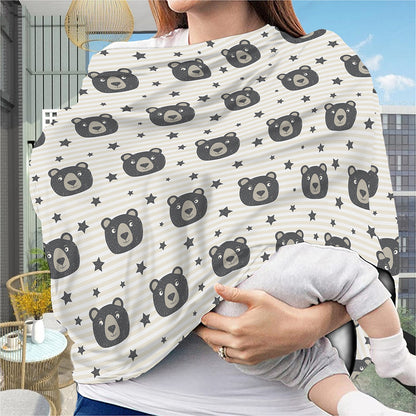 Cute Black Bear Pattern Print Baby Seat Cover