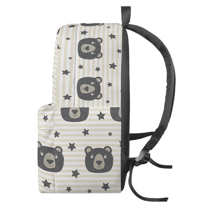 Cute Black Bear Pattern Print Backpack