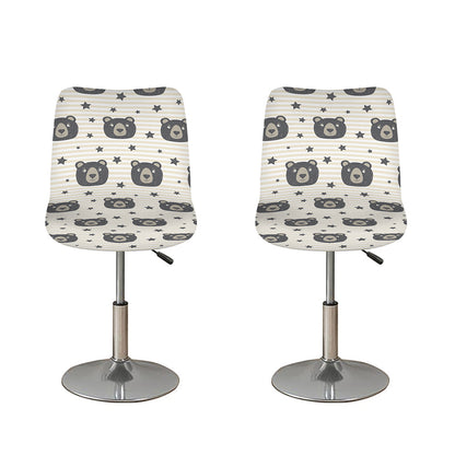 Cute Black Bear Pattern Print Bar Stool Covers