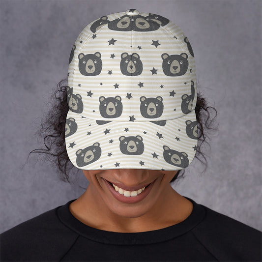 Cute Black Bear Pattern Print Baseball Cap