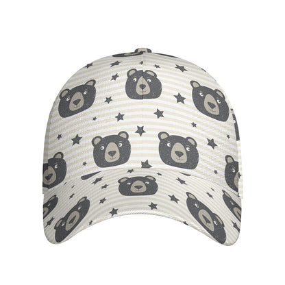 Cute Black Bear Pattern Print Baseball Cap