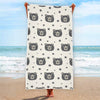 Cute Black Bear Pattern Print Beach Towel