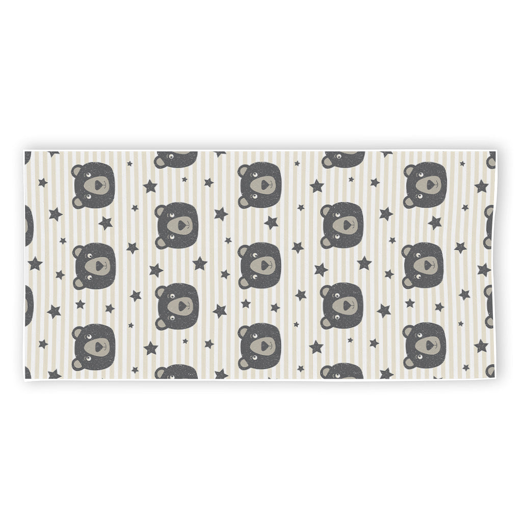 Cute Black Bear Pattern Print Beach Towel