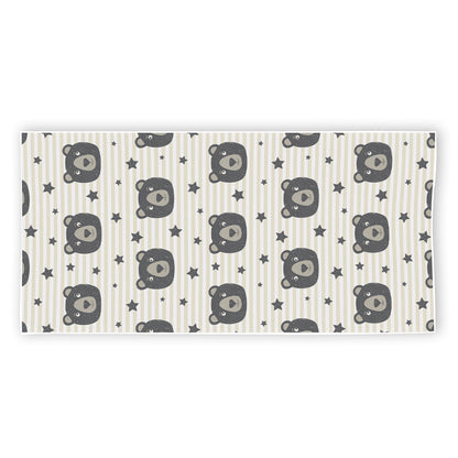 Cute Black Bear Pattern Print Beach Towel