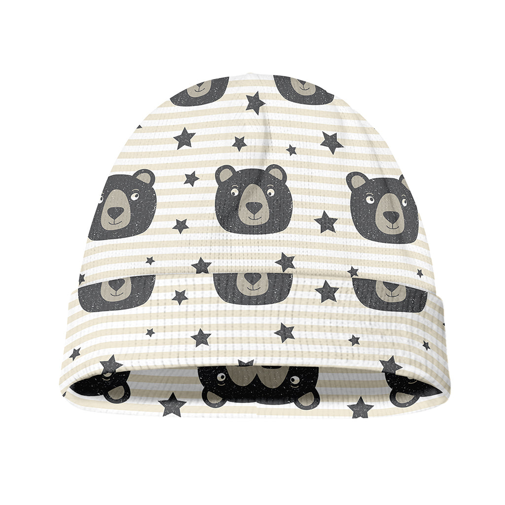 Cute Black Bear Pattern Print Beanie