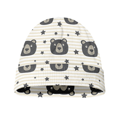 Cute Black Bear Pattern Print Beanie