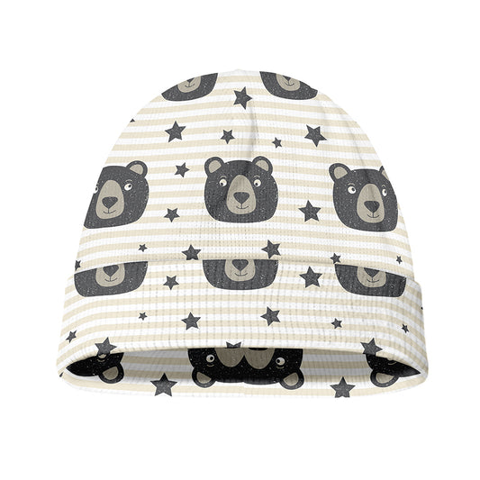 Cute Black Bear Pattern Print Beanie
