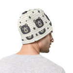 Cute Black Bear Pattern Print Beanie