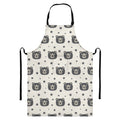 Cute Black Bear Pattern Print Bib Apron With Pocket