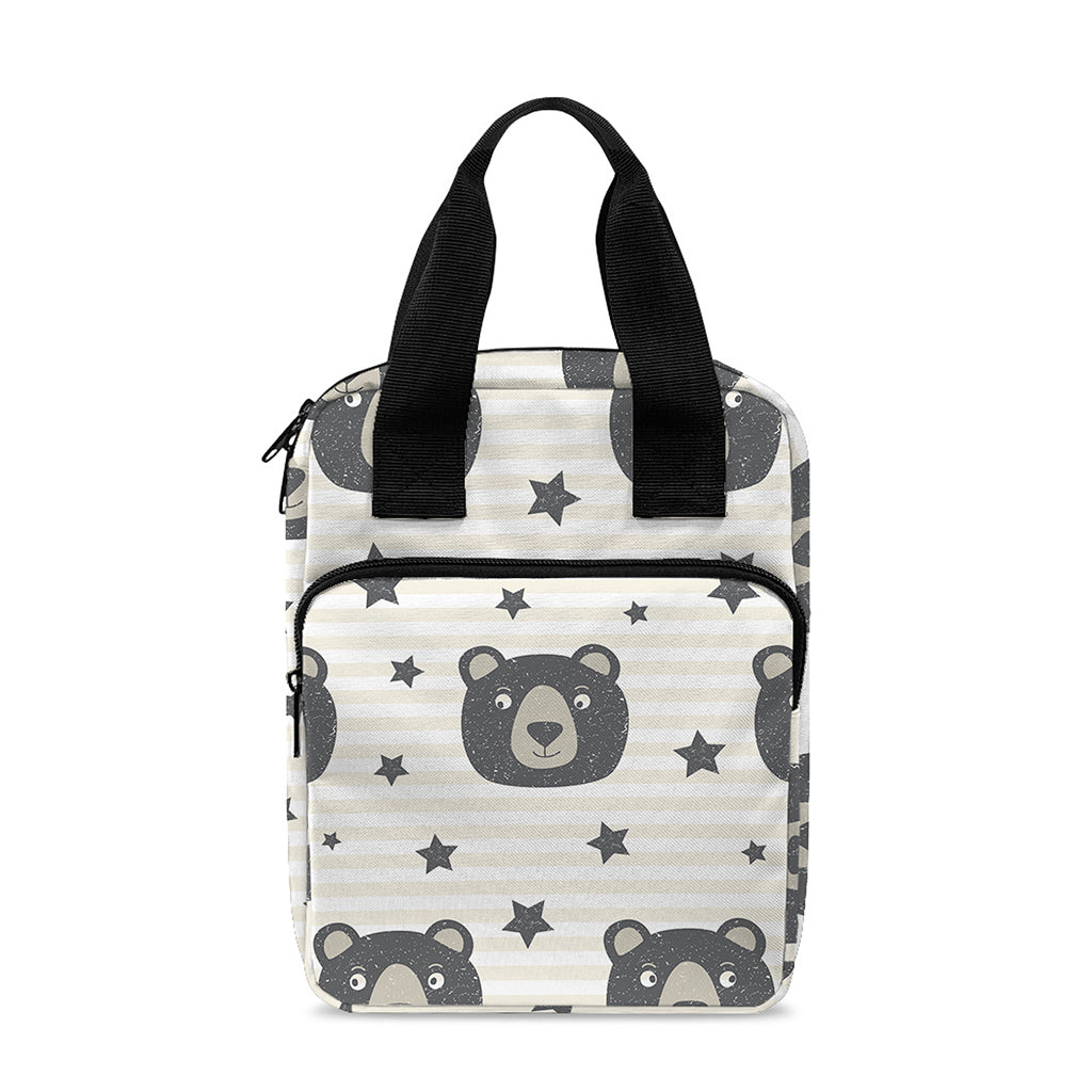 Cute Black Bear Pattern Print Bible Tote Bag