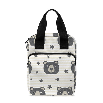 Cute Black Bear Pattern Print Bible Tote Bag