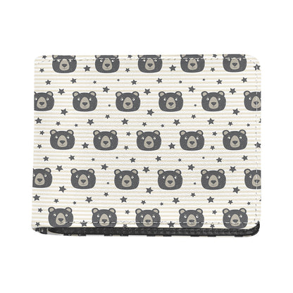 Cute Black Bear Pattern Print Bifold Wallet