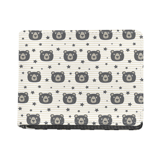 Cute Black Bear Pattern Print Bifold Wallet