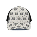 Cute Black Bear Pattern Print Black Mesh Trucker Hat