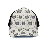 Cute Black Bear Pattern Print Black Mesh Trucker Cap