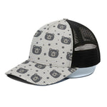 Cute Black Bear Pattern Print Black Mesh Trucker Cap