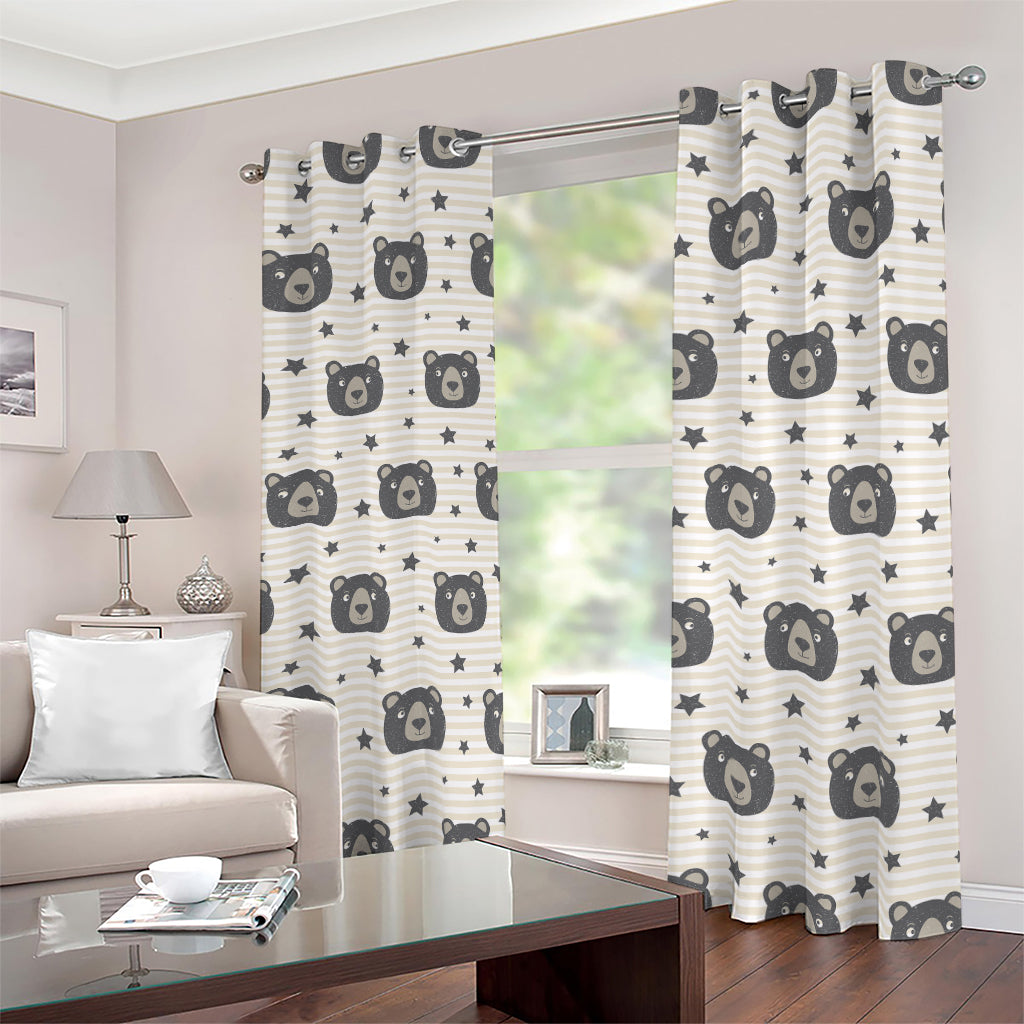 Cute Black Bear Pattern Print Blackout Grommet Curtains