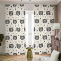 Cute Black Bear Pattern Print Dimout Pencil Pleat Curtains