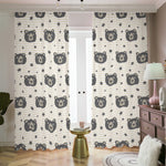 Cute Black Bear Pattern Print Blackout Pencil Pleat Curtains